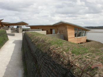 Titchwell hide and floodbank