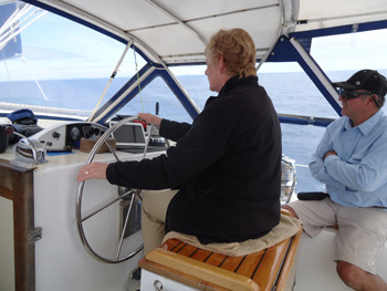 Amanda at the helm