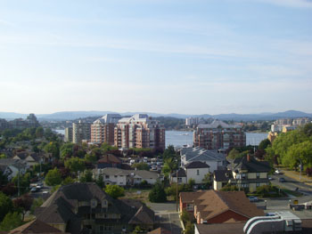 Victoria outer harbour from our balcony at the Oswego Hotel