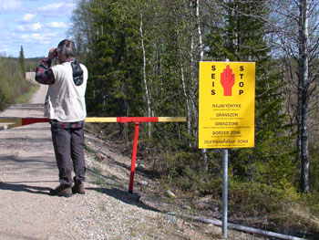 Toni at Russian Border looking for birds to start our Russian List!