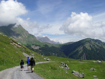 Nick Rachel and David heading off down the track at Col de l'Arpettaz