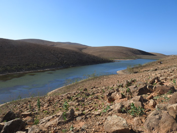 Los Molinos reservoir looking north towards the dam.