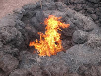 Demonstration at the National Park where the temperature reaches 300 degrees Centigrade two metres down.