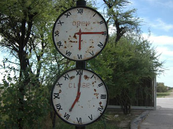 Strict time-keeping at Okaukuejo and the other Etosha Camps